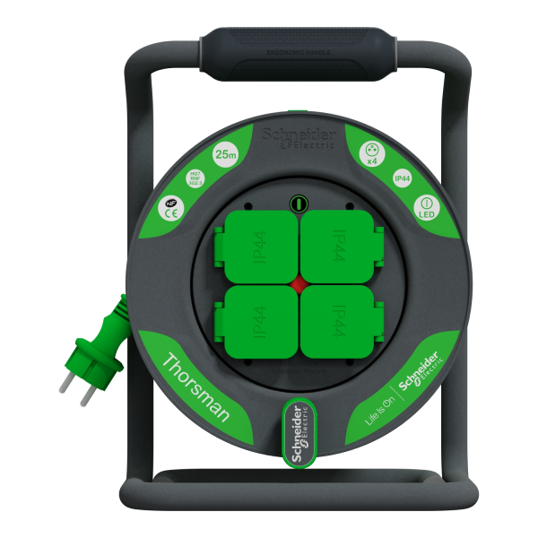 Schneider - Enrouleur/prolongateur de câble électrique Thorsman HO7RNF 3G2.5 - IP44 - 25m - Réf : IMT33150