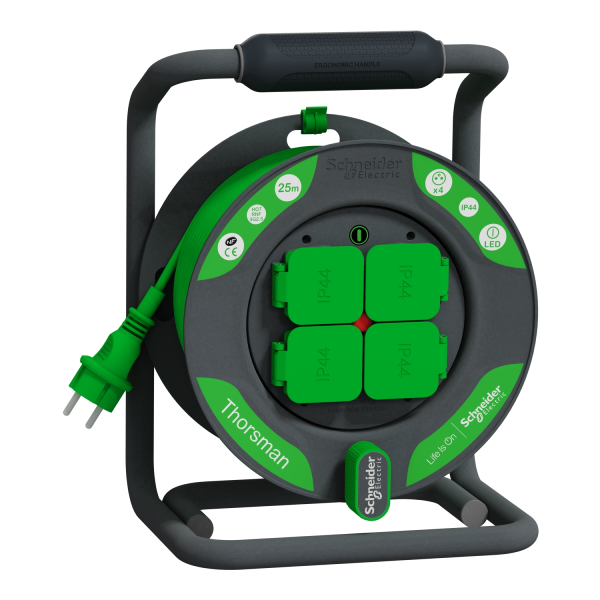 Schneider - Enrouleur/prolongateur de câble électrique Thorsman HO7RNF 3G2.5 - IP44 - 25m - Réf : IMT33150