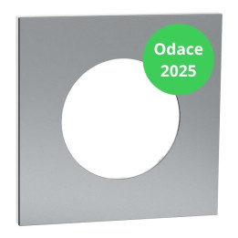 Schneider - Odace Métal 2025 - Plaque de finition 1 poste - Effet titane support blanc - Réf : S910702