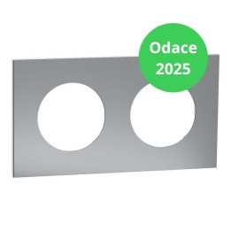 Schneider - Odace Métal 2025 - Plaque de finition 2 postes - Effet titane support blanc - Réf : S910704