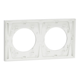 Schneider - Odace Métal 2025 - Plaque de finition 2 postes - Effet titane support blanc - Réf : S910704