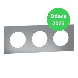 Schneider - Odace Métal 2025 - Plaque de finition 3 postes - Effet titane support blanc - Réf : S910706
