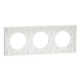 Schneider - Odace Métal 2025 - Plaque de finition 3 postes - Effet titane support blanc - Réf : S910706