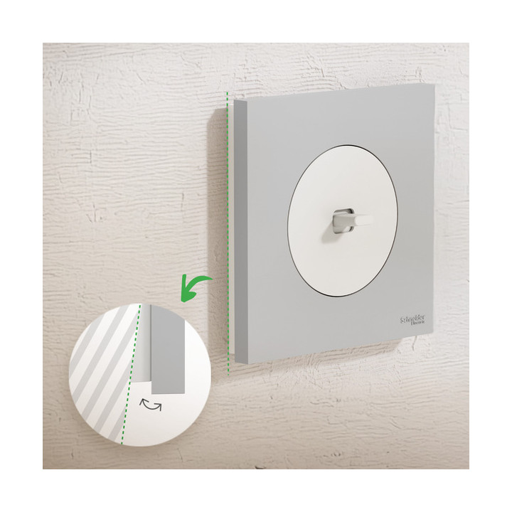 Schneider - Odace Métal 2025 - Plaque de finition 1 poste - Effet Perle Noire support noir - Réf : S912702