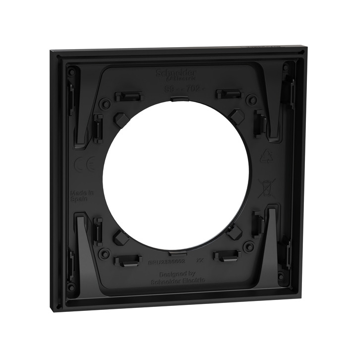 Schneider - Odace Métal 2025 - Plaque de finition 1 poste - Effet Perle Noire support noir - Réf : S912702