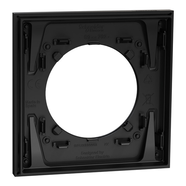 Schneider - Odace Métal 2025 - Plaque de finition 1 poste - Effet Perle Noire support noir - Réf : S912702