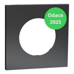Schneider - Odace Métal 2025 - Plaque de finition 1 poste - Effet Perle Noire support noir - Réf : S912702
