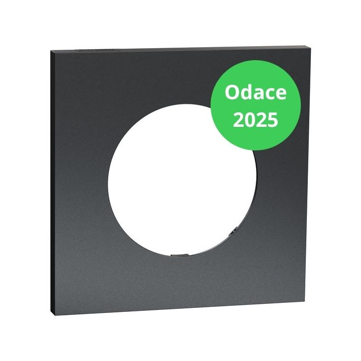 Schneider - Odace Métal 2025 - Plaque de finition 1 poste - Effet Perle Noire support noir - Réf : S912702