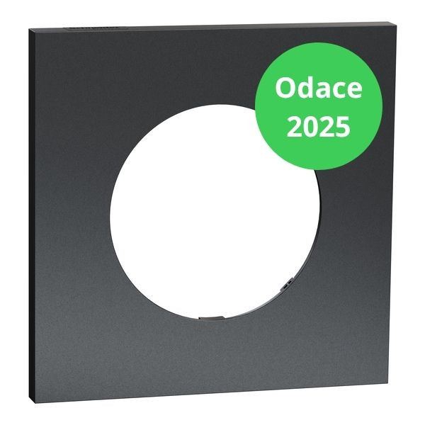 Schneider - Odace Métal 2025 - Plaque de finition 1 poste - Effet Perle Noire support noir - Réf : S912702