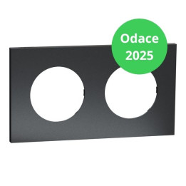 Schneider - Odace Métal 2025 - Plaque de finition 2 postes - Effet Perle Noire support noir - Réf : S912704