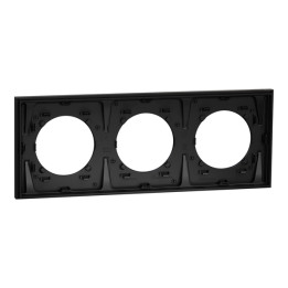 Schneider - Odace Métal 2025 - Plaque de finition 3 postes - Effet Perle Noire support noir - Réf : S912706