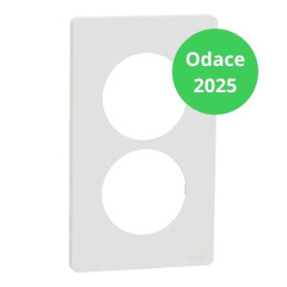 Schneider - Odace Architecte 2025 - Plaque de finition 2 postes entraxe spécifique 57mm - Blanc craie - Réf : S920814