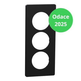 Schneider - Odace Architecte 2025 - Plaque de finition 3 postes entraxe spécifique 57mm - Noir onyx - Réf : S940816