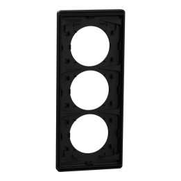 Schneider - Odace Architecte 2025 - Plaque de finition 3 postes entraxe spécifique 57mm - Noir onyx - Réf : S940816