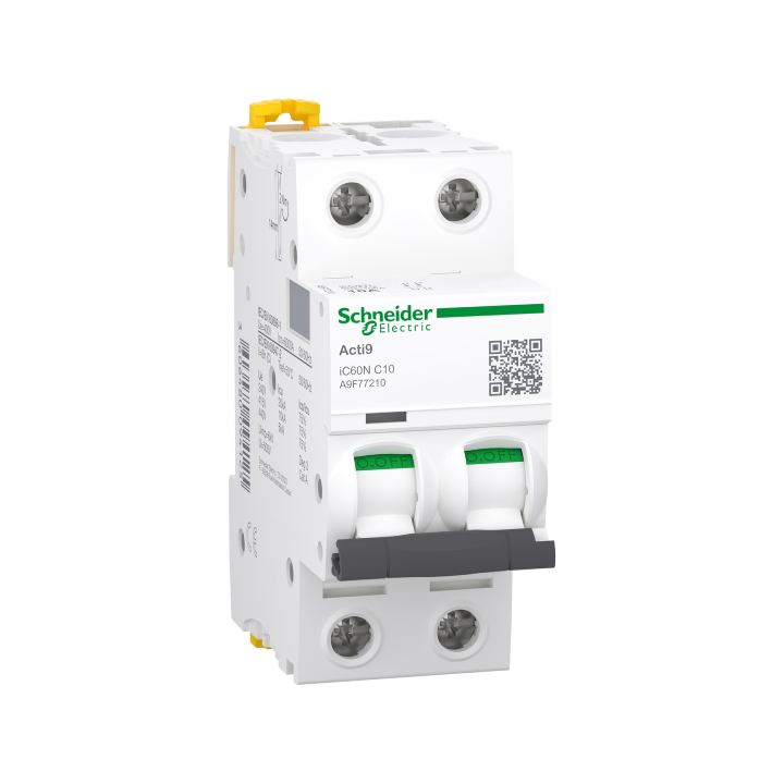 Schneider - Acti9 - iC60N - Disjoncteur - 2P - 10A - 6000A/10kA - courbe C - Réf : A9F77210