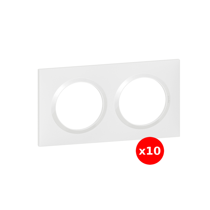 Legrand - Dooxie - LOT de 10 Plaques 2 postes - Blanc - Ref. : 600802x10