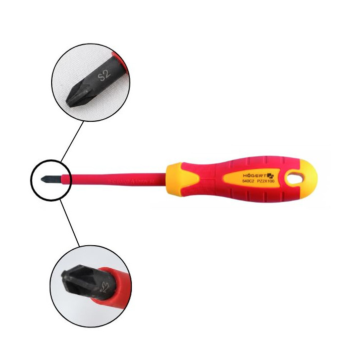Hogert - Tournevis isolé PZ2 100mm - Réf : HT1S944