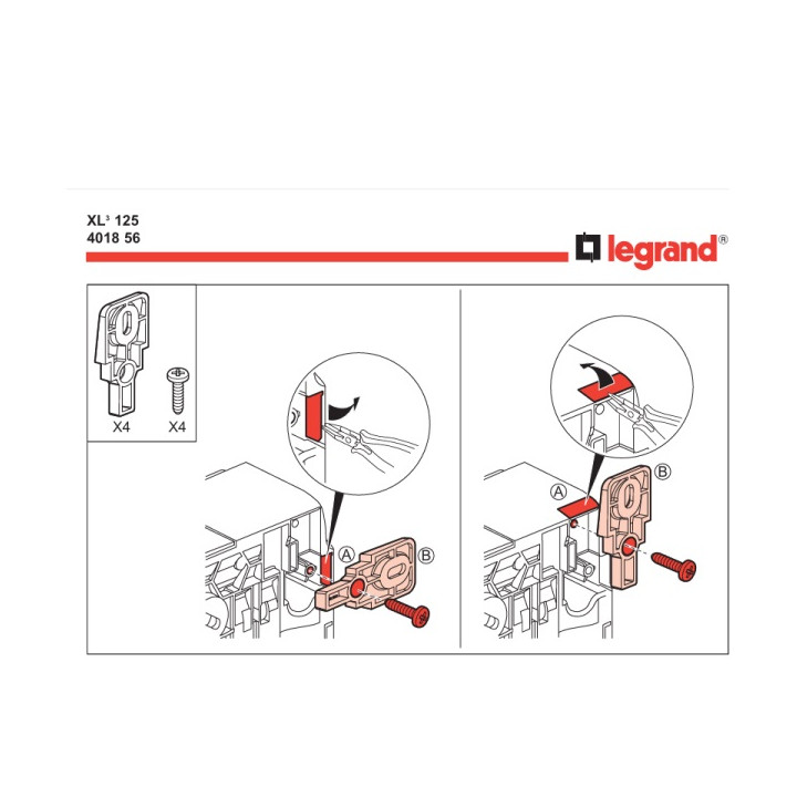 Legrand - 4x Pattes de fixation - pour coffrets xl³ 125 - Réf : 401856