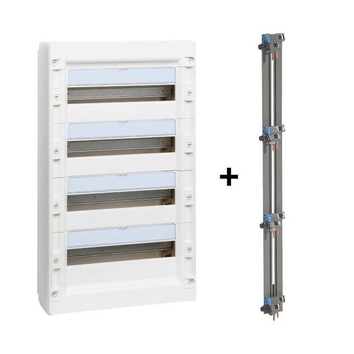 Legrand - Coffret de distribution 72 modules - 4 rangées de 18M + peigne vertical - XL3 125 - 401614+405005
