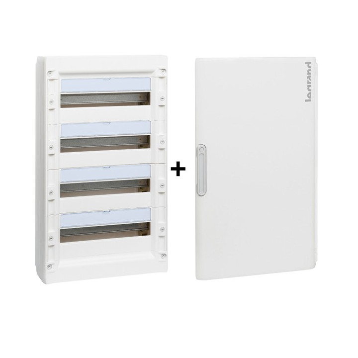 Legrand - XL3 125 - Coffret de distribution 4 rangée de 18 modules + porte - 72 modules - Réf. : 401614 + 401864