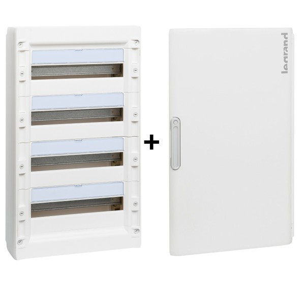 Legrand - XL3 125 - Coffret de distribution 4 rangée de 18 modules + porte - 72 modules - Réf. : 401614 + 401864