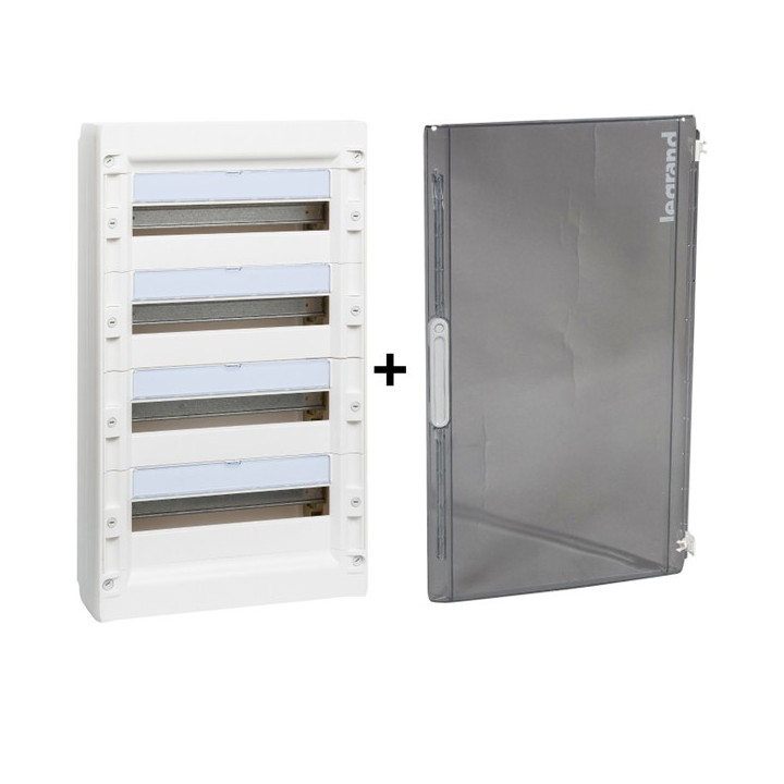 Legrand - Coffret de distribution 72 modules - 4R de 18M + porte transparente - XL3 125 - 401614+401874