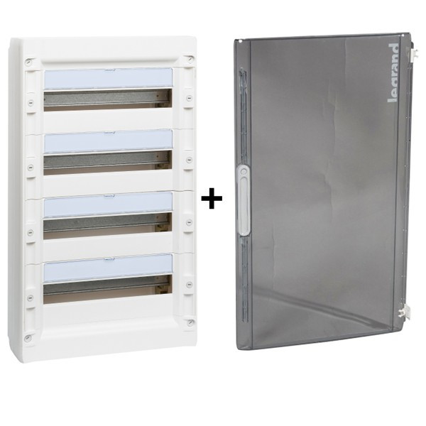 Legrand - Coffret de distribution 72 modules - 4R de 18M + porte transparente - XL3 125 - 401614+401874
