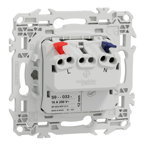 Schneider - Odace 2025 - Prise 2P affleurante + Plaque de finition - Blanc craie - Réf : S920033-P