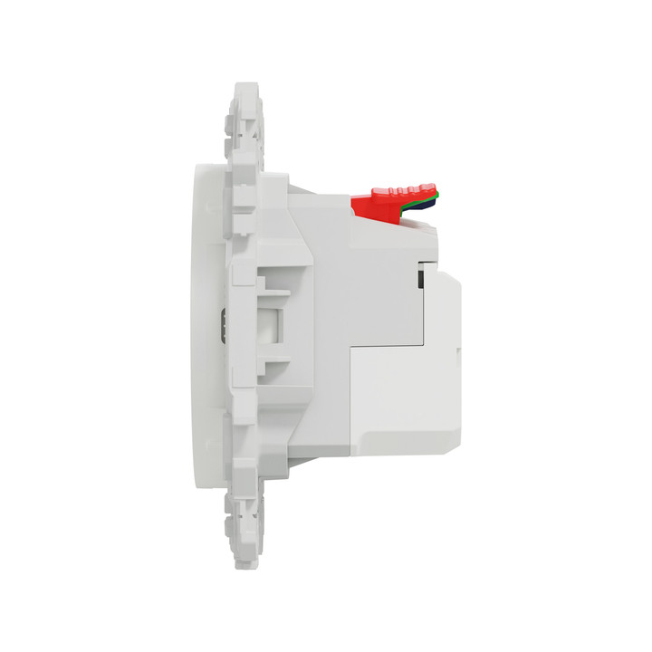 Schneider - Odace 2025 - Prise 2P+T affleurante avec chargeur USB-C + Plaque de finition - Blanc craie - Réf : S920042-P