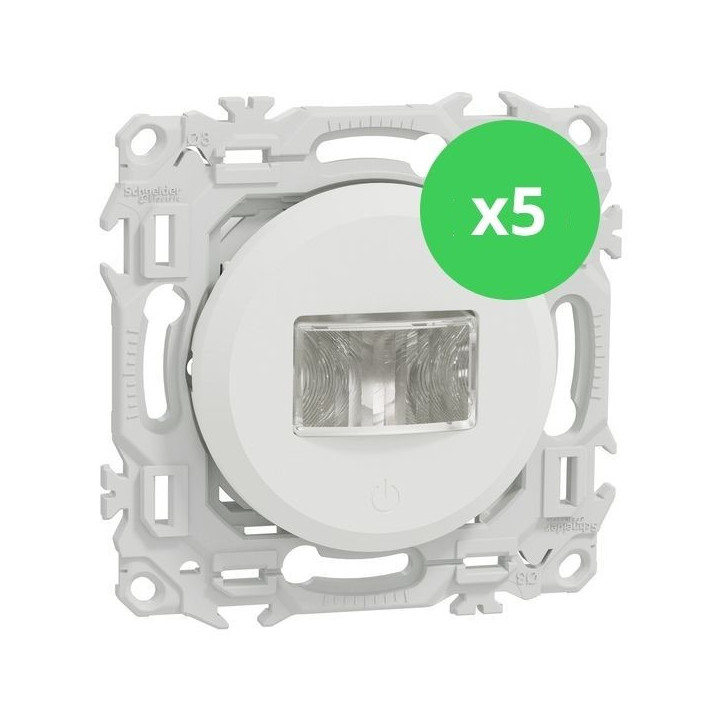 Schneider - Odace 2025 - LOT de 5 Détecteurs de présence et mouvement - 3 fils avec neutre - Blanc craie - Réf : S920526 x 5