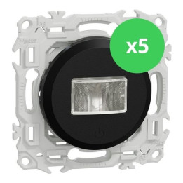 Schneider - Odace 2025 - LOT de 5 Détecteurs de présence et mouvement - 3 fils avec neutre - Noir onyx - Réf : S940526 x 5