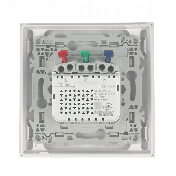 Schneider - Odace 2025 - Prise 2P+T affleurante avec chargeur USB-C + Plaque de finition - Blanc craie - Réf : S920042-P
