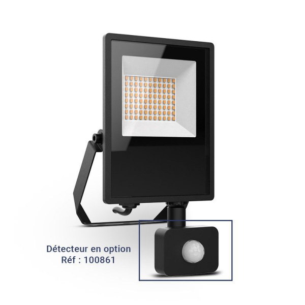 Miidex - Projecteur LED Noir - 30W - 3 CCT (2700K/3000K/4000K) - IP65 - Noir - Réf : 100740
