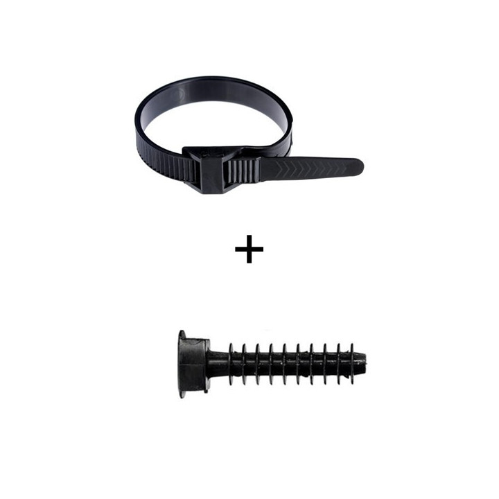 Ram - Collier de fixation nylon - noir - 180x9 + Embase D.8mm - Collier x100 (59118) +Embase x100 (59230)