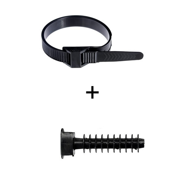 Ram - Collier de fixation nylon - noir - 180x9 + Embase D.8mm - Collier x100 (59118) +Embase x100 (59230)