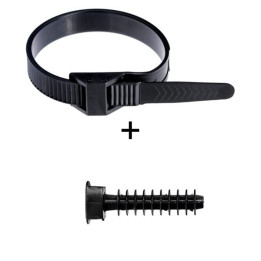 Ram - Collier de fixation nylon - noir - 360x9 + Embase D.8mm - Collier x100 (59136) +Embase x100 (59230)
