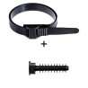Ram - Collier de fixation nylon - noir - 360x9 + Embase D.8mm - Collier x100 (59136) +Embase x100 (59230)