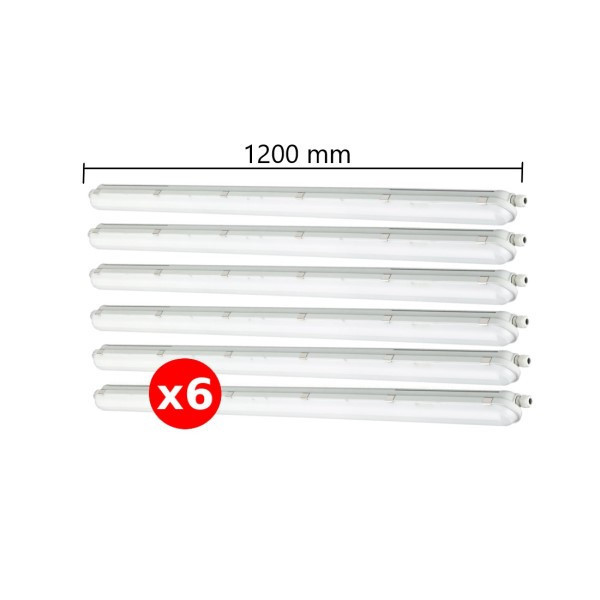 Spectrum - LOT de 6 réglette LED Limea GIGANT - Etanche - 120cm - 50W -6000LM - IP65 - Réf : SLI028112NW_PW