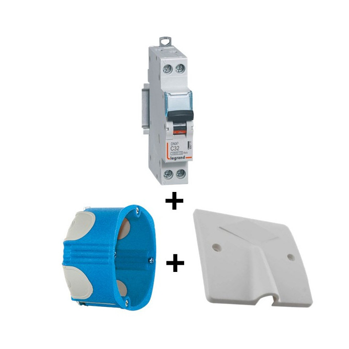 LEGRAND - Lot Disjoncteur DNX3 32A + Cache SIB 32A + boîte BBC - plaque de cuisson - 406777+11032+38640