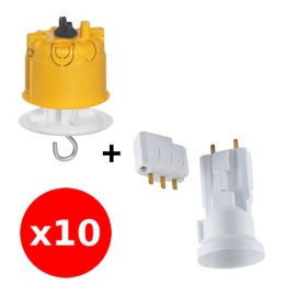 Legrand - Batibox - LOT de 10 Kits point de centre DCL+ 10 Douilles/Fiches SIB - Réf. : 089337x10+11127x10