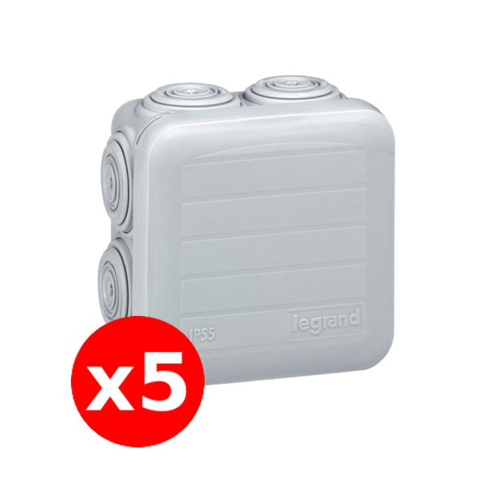 Legrand - Lot de 5 Boîtes de dérivation étanche IP55 - 65x65x40 - 092005x5