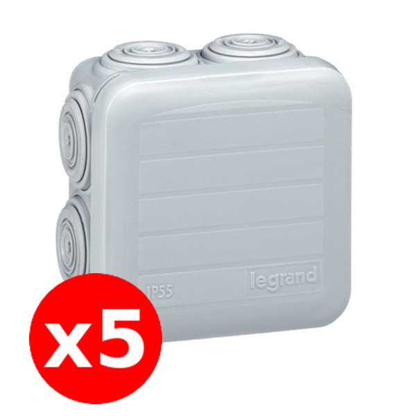 Legrand - Lot de 5 Boîtes de dérivation étanche IP55 - 65x65x40 - 092005x5