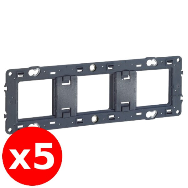 Legrand - Lot de 5 Supports 3 postes (6/8M) - Mosaic/Céliane - Fixation VIS - 3 x 2 modules - Réf. : 080253x5
