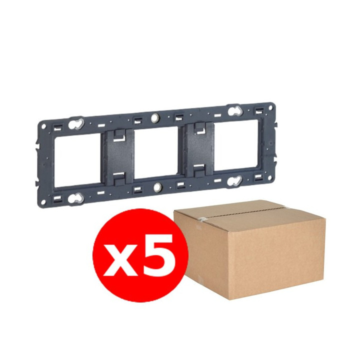 Legrand - Lot de 5 Supports 3 postes (6/8M) - Mosaic/Céliane - Fixation VIS - 3 x 2 modules - Réf. : 080253x5
