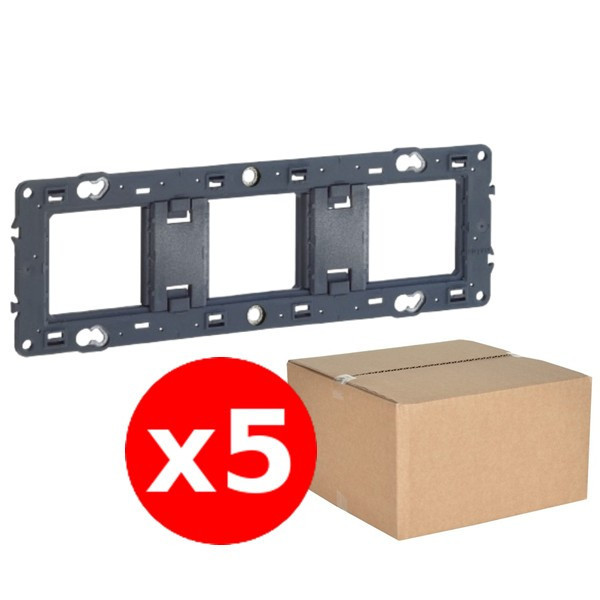 Legrand - Lot de 5 Supports 3 postes (6/8M) - Mosaic/Céliane - Fixation VIS - 3 x 2 modules - Réf. : 080253x5