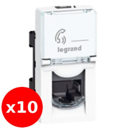 Legrand - Mosaic - LOT de 10 Prises RJ45 Cat. 6 FTP 1 module - Réf. : 076562x10