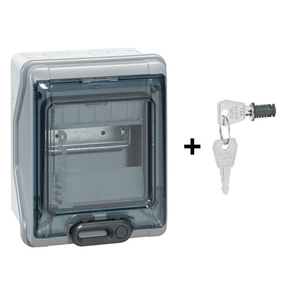 Legrand - Plexo³ - Coffret étanche + Serrure - 6 Modules - IP65/IK09 - Ref. : 001906+001966