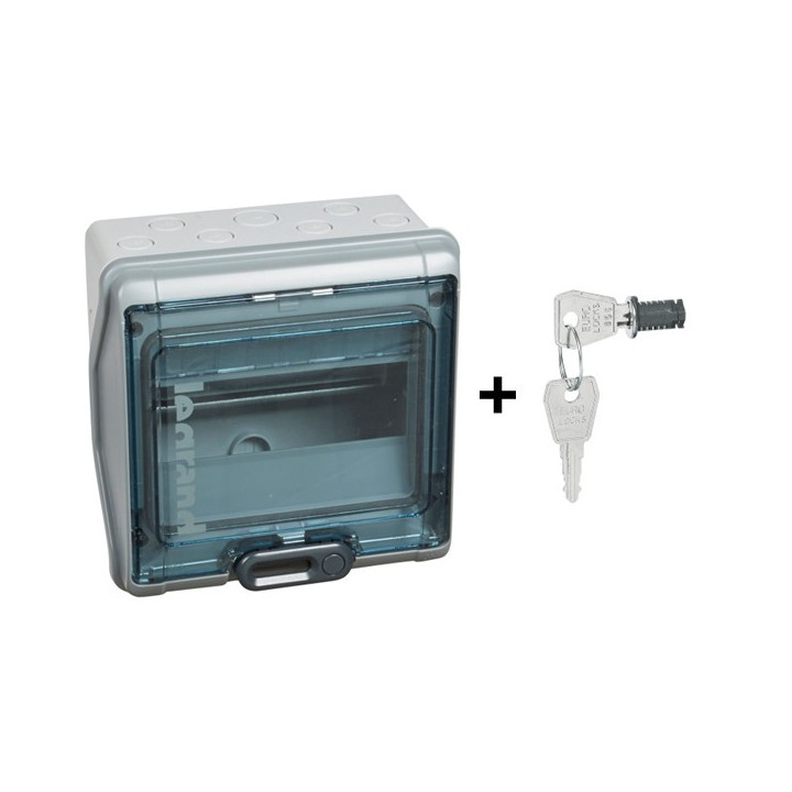 Legrand - Plexo³ - Coffret étanche + Serrure - 8 Modules - IP65/IK09  - Ref. : 001908+001966