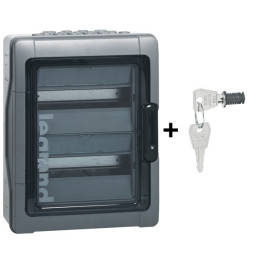 Legrand - Plexo³ - Coffret étanche + Serrure - 2 Rangées 12 Modules - IP65/IK09 - Ref. : 001922+001966