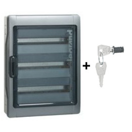 Legrand - Plexo³ - Coffret étanche + Serrure - 3 Rangées 12 Modules- IP65/IK09 - Réf. : 001923+001966